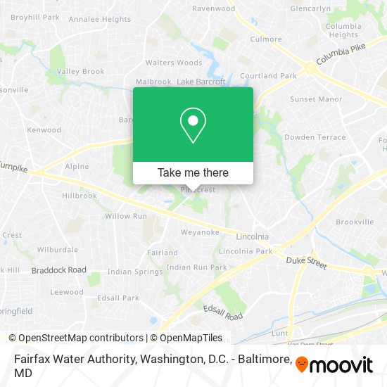 Mapa de Fairfax Water Authority