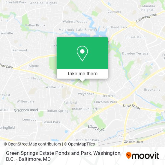 Green Springs Estate Ponds and Park map