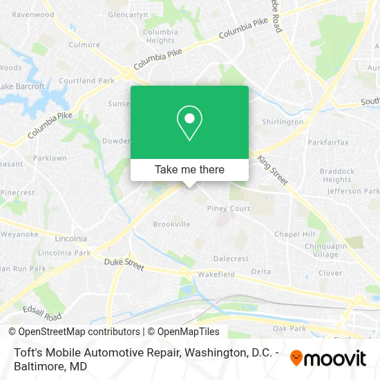 Toft's Mobile Automotive Repair map