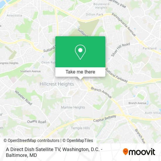 A Direct Dish Satellite TV map
