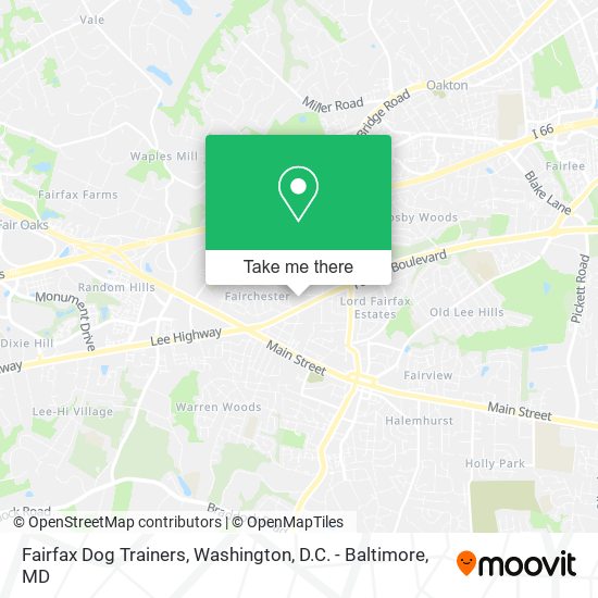 Fairfax Dog Trainers map