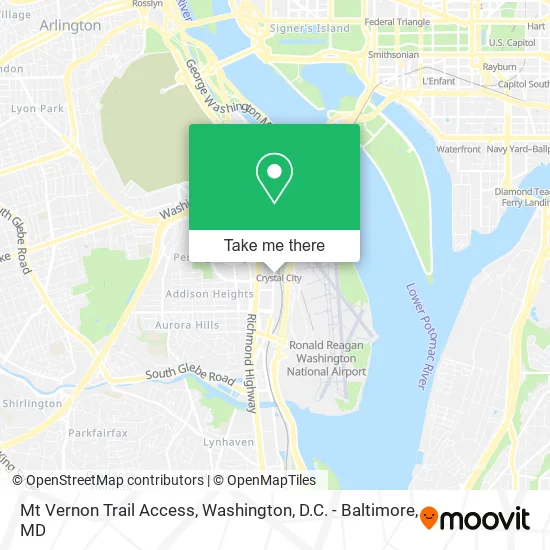Mt Vernon Trail Access map
