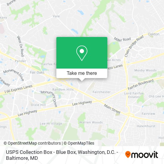 Mapa de USPS Collection Box - Blue Box