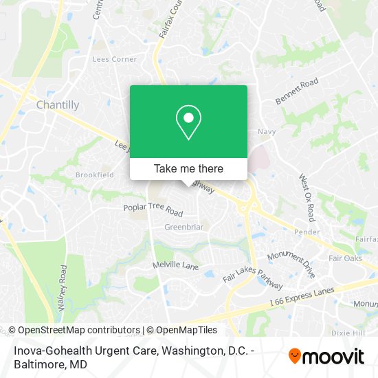 Inova-Gohealth Urgent Care map