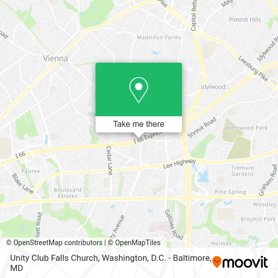 Unity Club Falls Church map