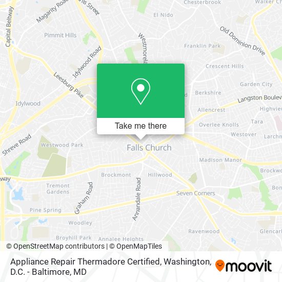 Mapa de Appliance Repair Thermadore Certified
