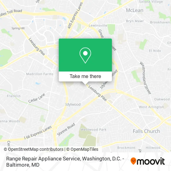 Range Repair Appliance Service map
