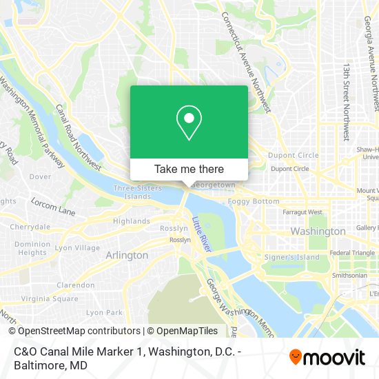C&O Canal Mile Marker 1 map