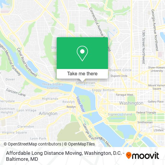 Affordable Long Distance Moving map