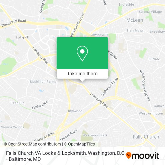 Mapa de Falls Church VA Locks & Locksmith