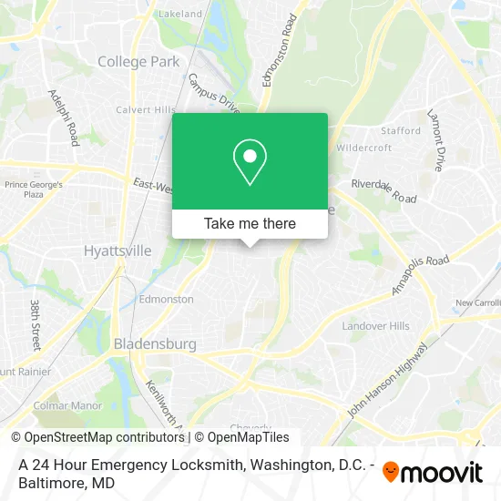 A 24 Hour Emergency Locksmith map