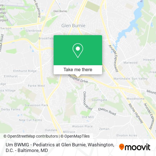 Um BWMG - Pediatrics at Glen Burnie map