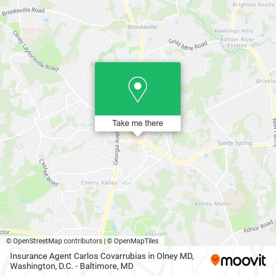 Insurance Agent Carlos Covarrubias in Olney MD map