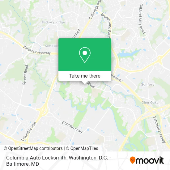 Columbia Auto Locksmith map