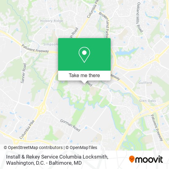 Install & Rekey Service Columbia Locksmith map