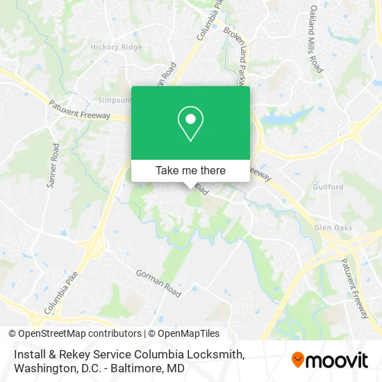 Mapa de Install & Rekey Service Columbia Locksmith