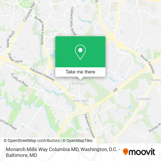 Mapa de Monarch Mills Way Columbia MD