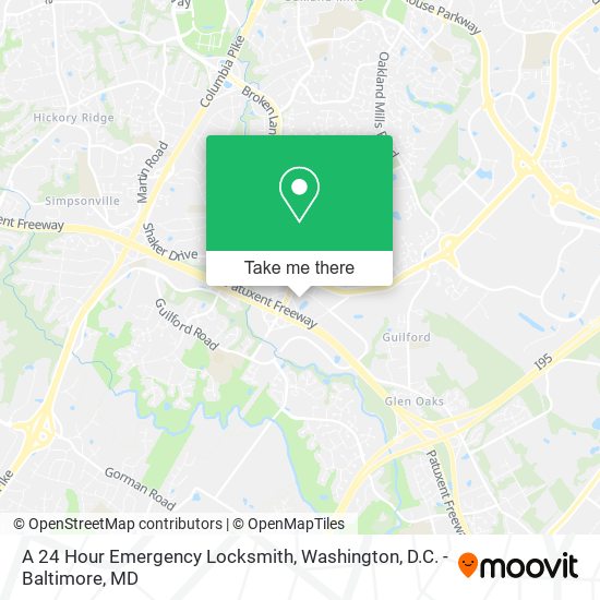 A 24 Hour Emergency Locksmith map