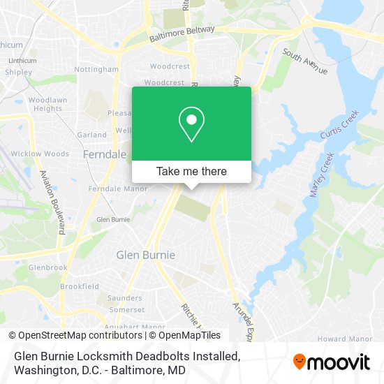 Mapa de Glen Burnie Locksmith Deadbolts Installed