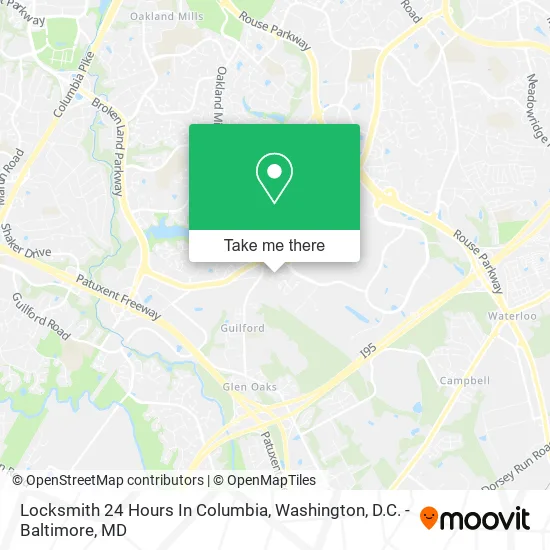 Locksmith 24 Hours In Columbia map