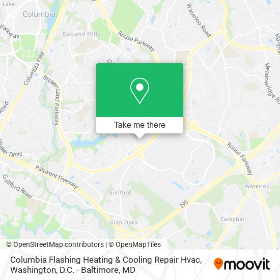 Columbia Flashing Heating & Cooling Repair Hvac map
