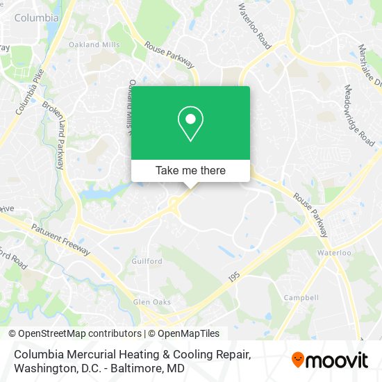 Columbia Mercurial Heating & Cooling Repair map