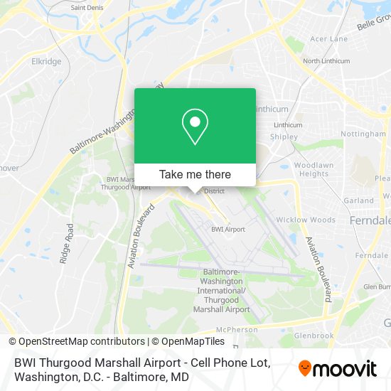 BWI Thurgood Marshall Airport - Cell Phone Lot map