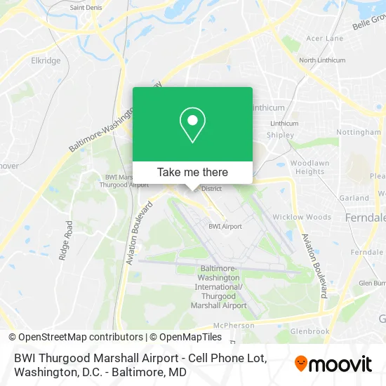 BWI Thurgood Marshall Airport - Cell Phone Lot map