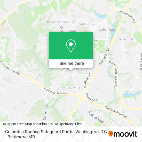 Columbia Roofing Safeguard Roofs map
