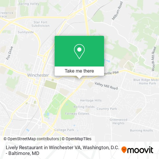 Mapa de Lively Restaurant in Winchester VA