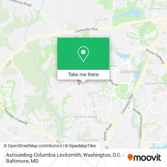 Mapa de Astounding Columbia Locksmith