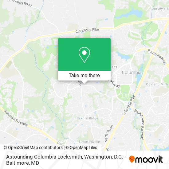Mapa de Astounding Columbia Locksmith