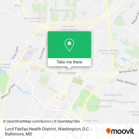 Lord Fairfax Health District map