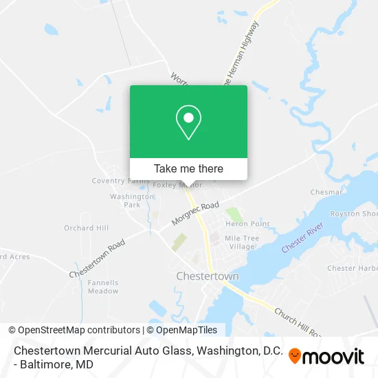 Mapa de Chestertown Mercurial Auto Glass