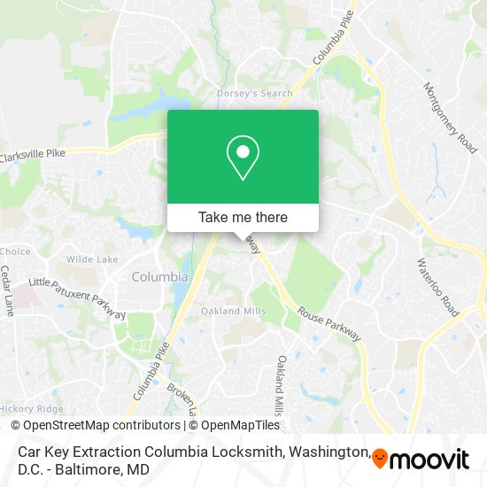 Mapa de Car Key Extraction Columbia Locksmith