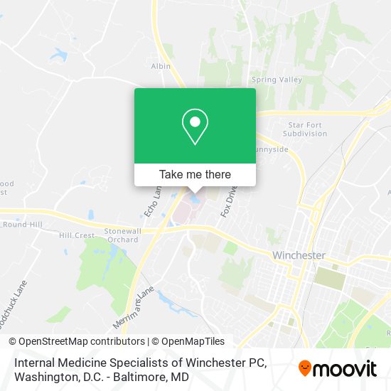 Internal Medicine Specialists of Winchester PC map
