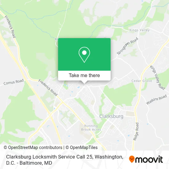 Clarksburg Locksmith Service Call 25 map