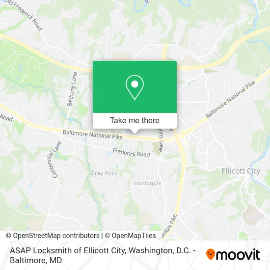 ASAP Locksmith of Ellicott City map
