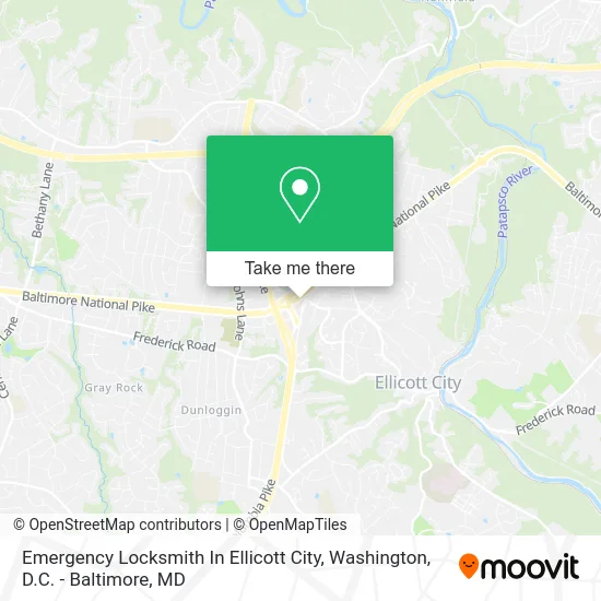 Emergency Locksmith In Ellicott City map