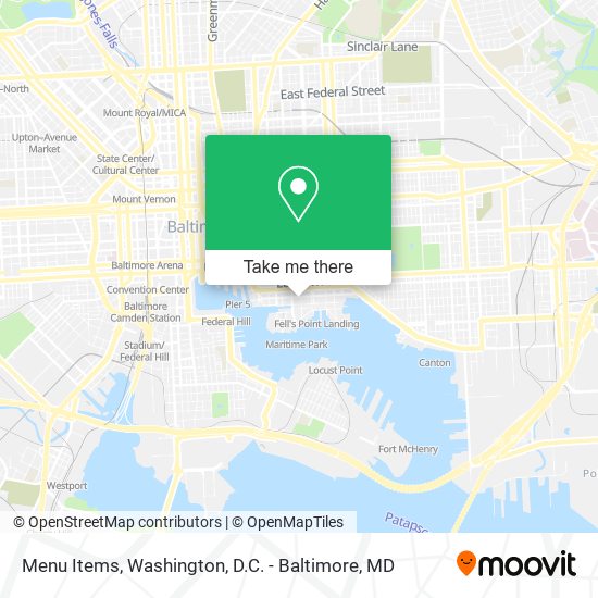 Menu Items map