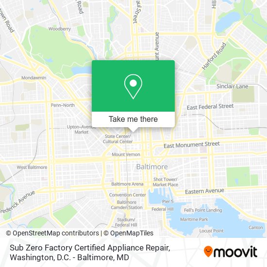 Mapa de Sub Zero Factory Certified Appliance Repair