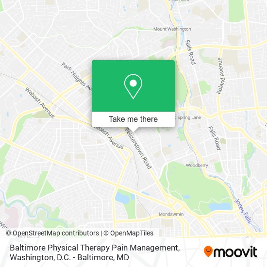 Baltimore Physical Therapy Pain Management map