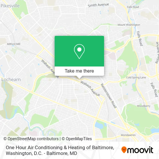 One Hour Air Conditioning & Heating of Baltimore map