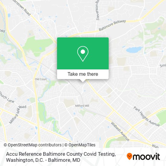 Accu Reference Baltimore County Covid Testing map