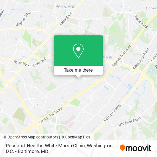 Mapa de Passport Health's White Marsh Clinic