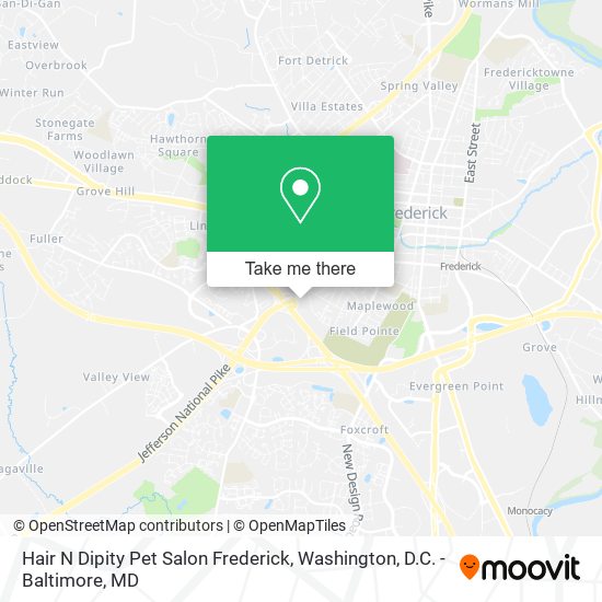 Hair N Dipity Pet Salon Frederick map