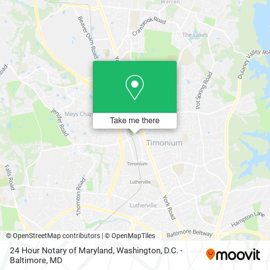 24 Hour Notary of Maryland map