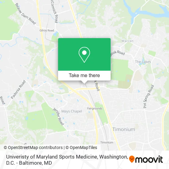 Univeristy of Maryland Sports Medicine map