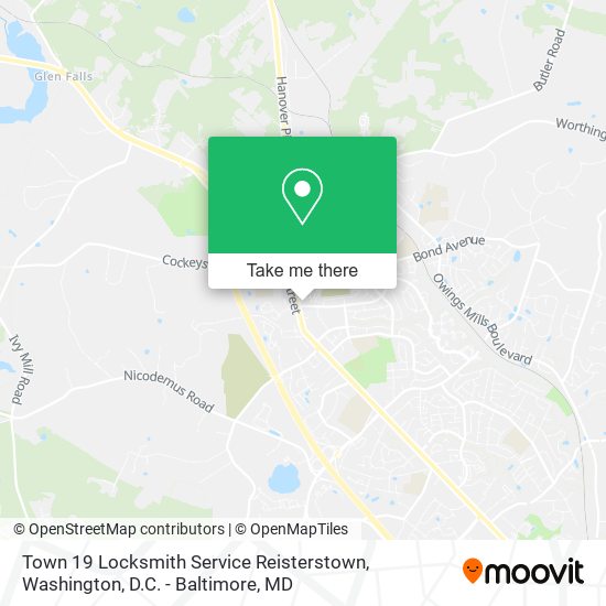 Town 19 Locksmith Service Reisterstown map