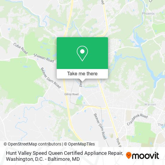 Hunt Valley Speed Queen Certified Appliance Repair map